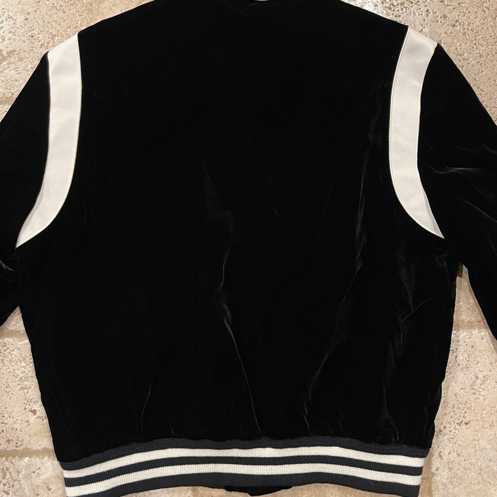 Celine x Hedi Slimane Black Velvet Teddy Varsity Jacket RARE - Picture 8 of 13